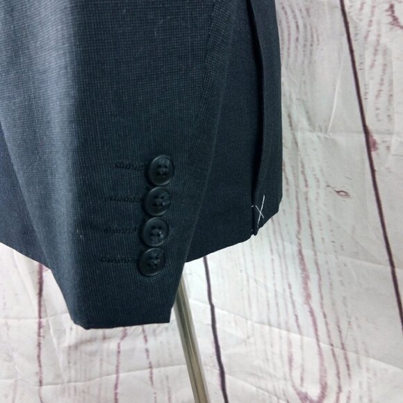JF J.Ferrar Slim 42R 2 Btn Charcoal Birdseye Stiched Lapel Suit Blazer Sport Coa - Picture 6 of 16